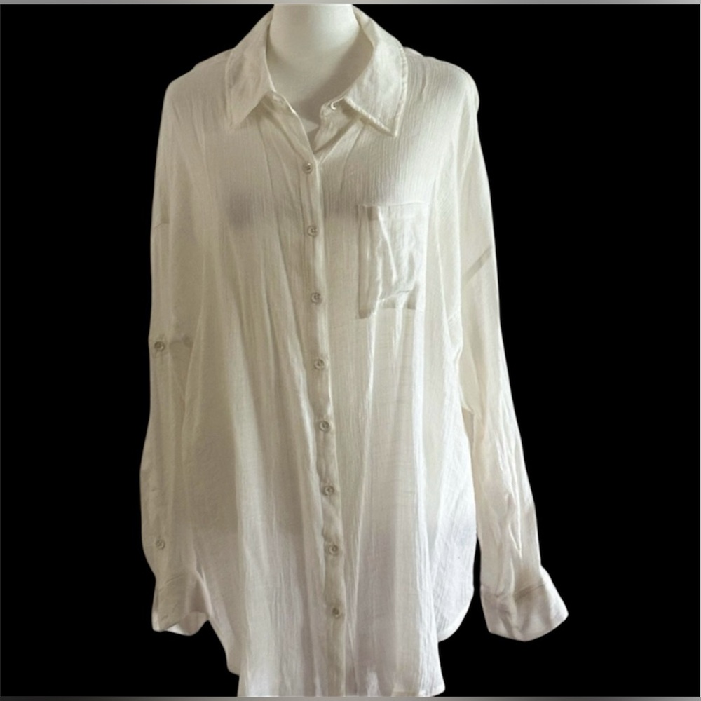 Torrid White Button Down Blouse Button up sleeves SIZE 0